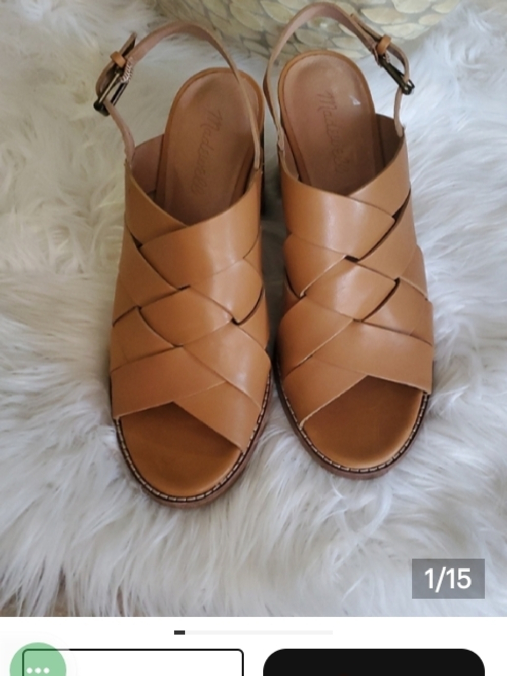 Madewell Cognac Woven Leather Slingback Sandals